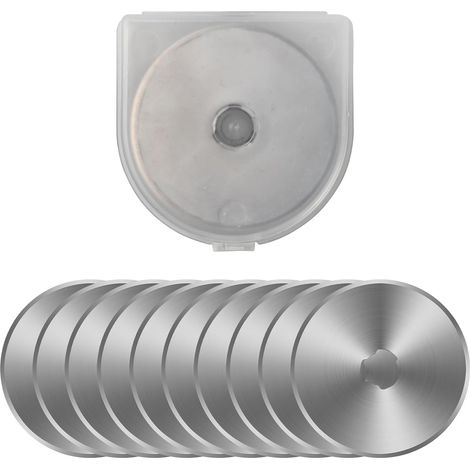 Lames de Cutter Rotatif 28/45 mm, 10 Pcs Lames de Coupe Rondes en Acier Inox, Lames de Rechange de Couture Tranchantes Cutter Quilting pour Tissu Cuir Papier (45mm) (1/5)