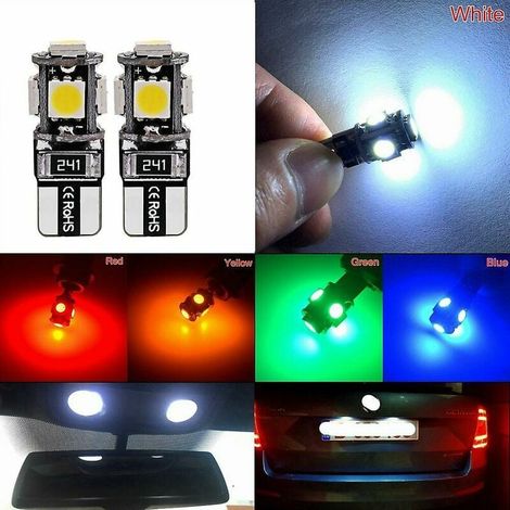 Ampoule Led T10 - 5050 5SMD - 12 V Cc - Compatible Can Bus - Pour Éclairage Intérieur Voiture - Lot De 20 (1/5)