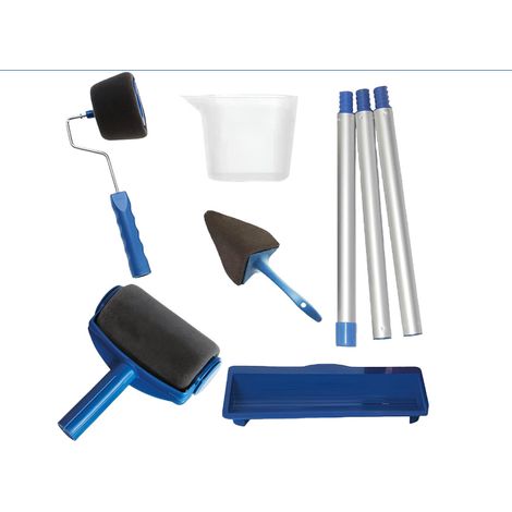 Kit de 6 rouleaux à peinture avec réservoir, poignée télescopique, outil d'angle, anti-égoutture, pour murs et plafonds (1/5)
