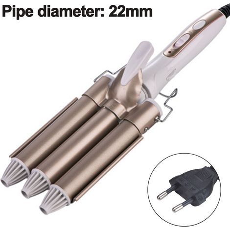 Big Wave Curler - Tourmaline Ceramic - 3-Barrel - 22 mm / 25 mm - 170 °C / 220 °C - 45 W - Gold - 1.8 m Cable - For Dry Hair (1/5)