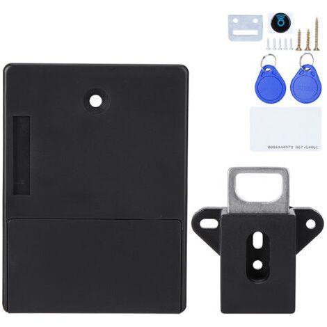Serrure électronique intelligente pour armoire, 125KHz, ouverture de carte RFID, sans perceuse, pour armoire, casier de Sauna, noir (1/5)