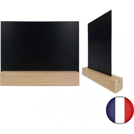 Porte menu de table en bois brut dimensions 21 x 3,6 x 3,6 cm avec ardoise A5 - Lot de 2 (1/5)
