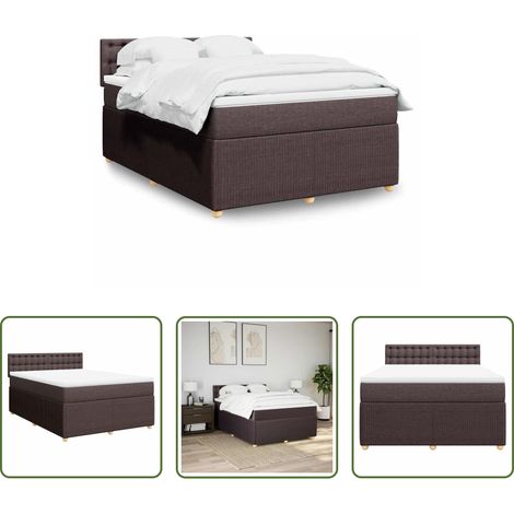 Matelas à ressorts ensachés - Sommier à lattes de lit avec matelas Marron foncé 140x190 cm (1/5)