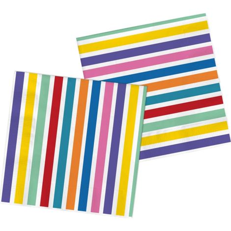 Party Vaisselle Serviette 33x33cm 20 pièces Rayures Color Pop - Anniversaire Dîner, Enfants Party, Fête, Mariages, Baby Shower (1/2)