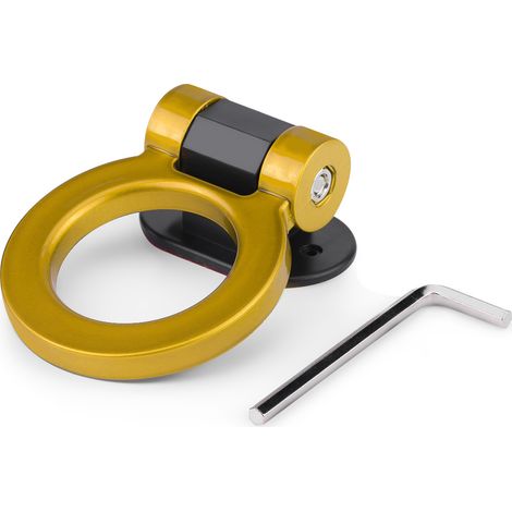 Car Modified Adhesive Traction Round Ring Towing Bars Trailer Hook Decoration (Golden) (1/5)