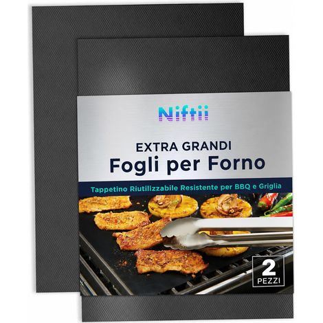 Lot de 2 tapis de four extra larges anti-adhésifs réutilisables et résistants à la chaleur pour barbecues à gaz, électriques et au charbon de bois - Accessoires de cuisine et de pâtisserie