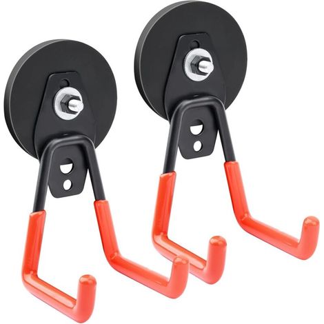 Set di 2 ganci magnetici extra resistenti da 66 mm. Magneti con ganci per giardino, garage, officina. (1/4)