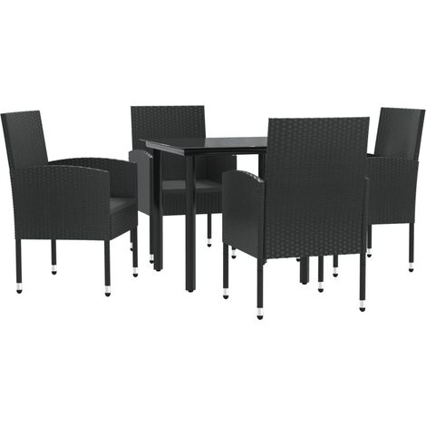 Maison Exclusive - Ensemble à manger de jardin 5 pcs noir résine tressée et acier (1/5)