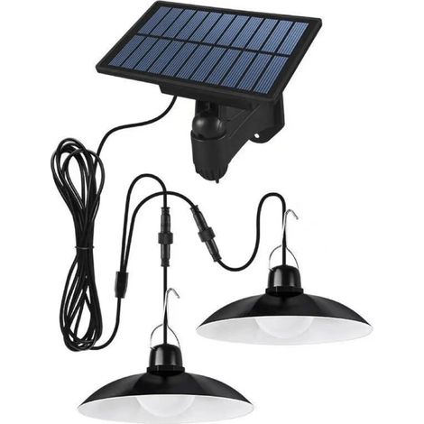 (Lumière chaude - Sans télécommande B) Suspension solaire étanche IP65, lampe LED solaire avec télécommande, lustre pour camping, jardin et extérieur (1/5)