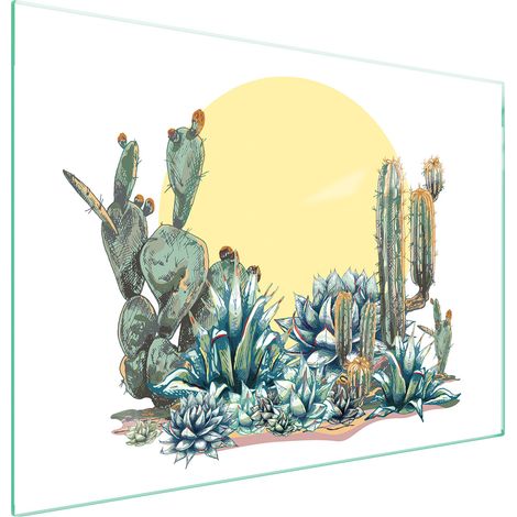 GLASSCHUTZPLATTE FÜR HERD 70x52 CACTUS (1/5)
