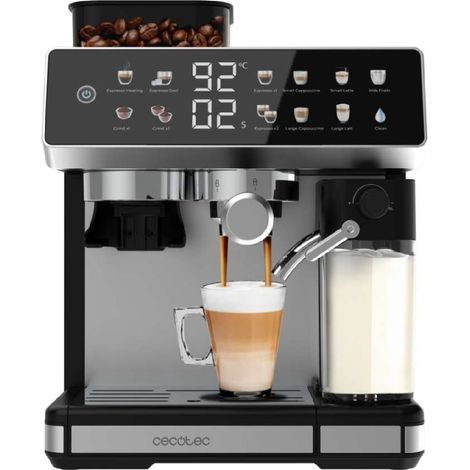 Cecotec Cafetera Express Barista Power Espresso 20 Barista Grind & Latte. 1350W, 20 Bares, Molinillo Cónico, 2.6L Depósito Agua