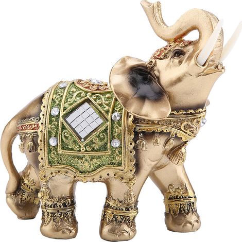 Statuette Feng Shui Éléphant Vert Porte-Bonheur, Décoration Maison Cadeau Chance et Richesse (Grande Taille) (1/5)