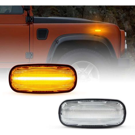 KIT 2 INDICATORI DI DIREZIONE LATERALI A LED COMPATIBILE CON LAND ROVER Discovery 2 Freelander 1 Defender VETRO TRASPARENTE