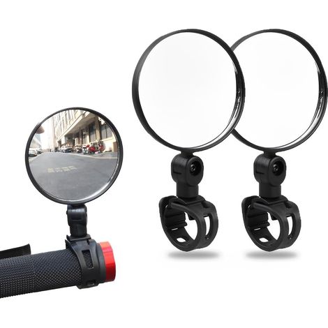 Specchietto retrovisore per bicicletta in 2 pezzi, regolabile e girevole a 360°, specchietto grandangolare universale per mountain bike, bici da strada e manubri.