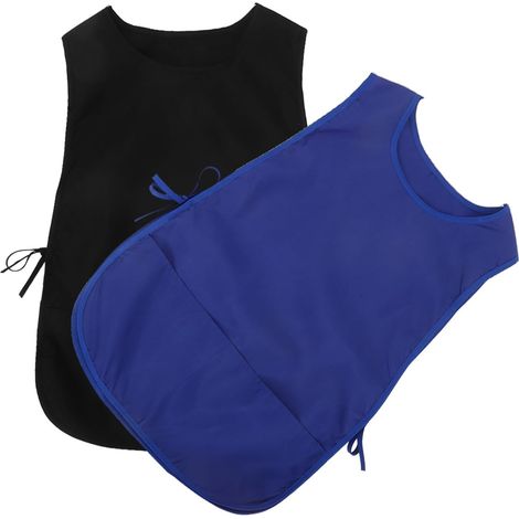 Lot de 2 Tabliers de Travail Unisexe avec Poches, Tablier de Cuisine et Atelier Réglable, Polyester Résistant pour Coiffure, Nettoyage, Restauration et Service (1/5)