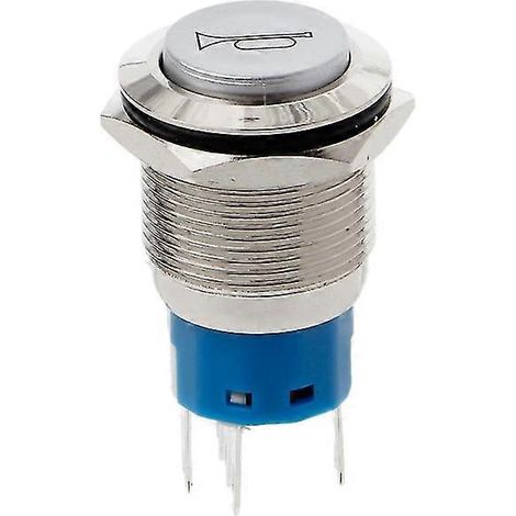 Bouton-poussoir lumineux LED momentané 19 mm pour klaxon, en métal, 12 V (1/5)