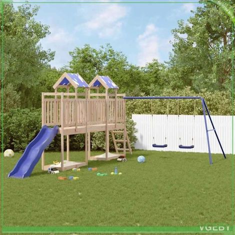 Aire de jeux d'extérieur - 3279082 - Bois de pin massif - 2 tours + toboggan ondulé - 313 x 533 x 215 cm (1/5)