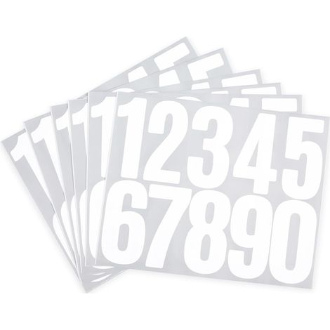 Adresse e-mail : Lot de 6 autocollants numériques – imperméables, auto-adhésifs, adaptés aux adresses, panneaux, portes (7,6 cm, blancs, 60 feuilles)