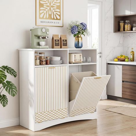 Tribesigns Armoire de cuisine, buffet, armoire de rangement avec portes, pour salon, cuisine, blanc (1/5)