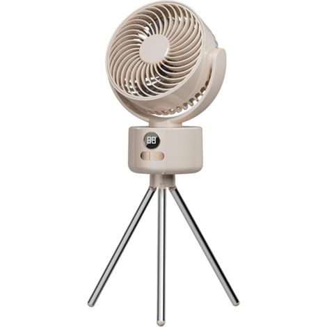 Ventilateur, ventilateur pliable portable, circulateur d'air, souffleur avec trépied, adapté au camping, aux voyages, beige (1/5)