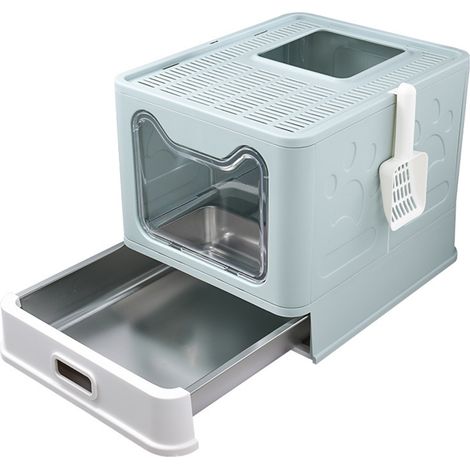 Haloyo® Katzentoilette, geschlossene Katzentoilette, Katzentoilette mit Schublade, 38 x 41 x 51 cm, Grün