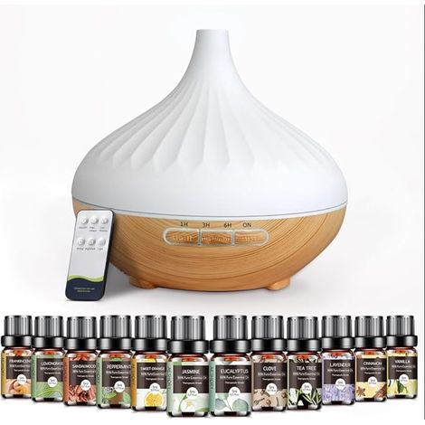 Diffuseur d'huiles Essentielles, de Parfum Humidificateur Ultrasonique 7 Couleurs Lumières LED, Arrêt Automatique, Maison, Yoga, Spa (1/5)