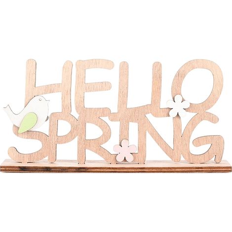 Ornement Poulet - Ornement Oiseau - Plateau Bois Neutre - Panneau Lettres Printemps - Décoration Table Pâques - Lot de 7 Pièces (1/5)