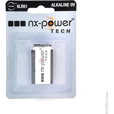 NX - Pile alcaline blister x1 6LR61 Nx-Power Tech 9V 680mAh (1/2)