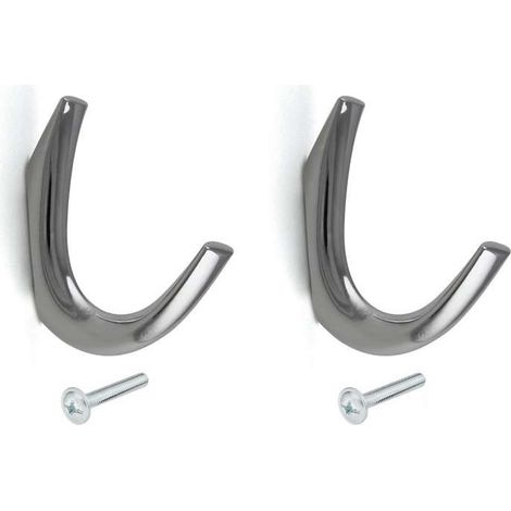 Cyclingcolors – Crochet simple en métal chrome poli 65mm – Avec vis pour fixation murale – Lot de 2 – Pour salle de bain et cuisine (1/2)