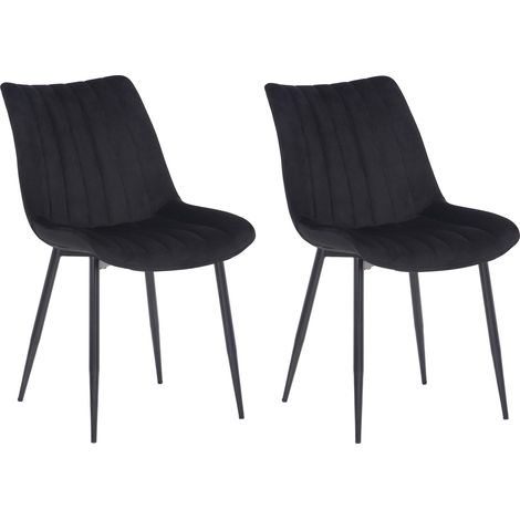 Set de 2 Sillas de comedor Rahden en terciopelo Negro (1/5)