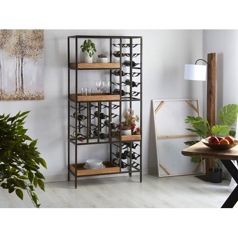 Weinregal aus Akazie/Metall, 86 x 35 x 180 cm. 86 x 35 x 180 cm (1/3)