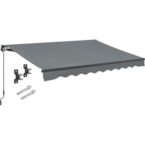Tenda a bracci snodati con manovella Grigio 400 x 300 cm Tenda per patio e balcone - incluso supporto (1/3)