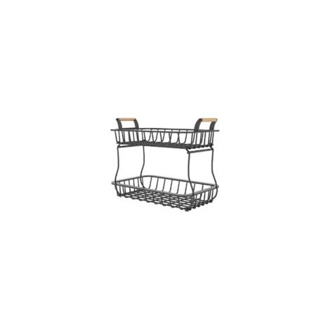 2-stöckiger Obstkorb, Obstschale aus Metall, Brotkorb, herausnehmbares Obstregal, Küchenaufbewahrungskorb, vertikale Schrauben, Obstbrot, Gemüsesnacks, Bronze - Crezuo (1/4)