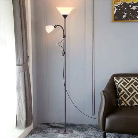 175CM Mother and Child Adjustable Floor Reading Lamp, Black (1/5)