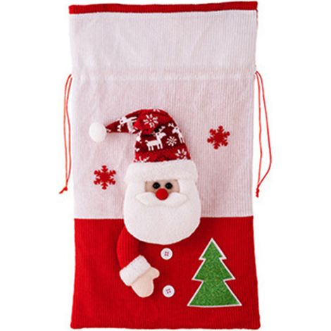 Grand sac cadeau de Noël à cordon, sac à bonbons décoratif (Père Noël) (1/3)