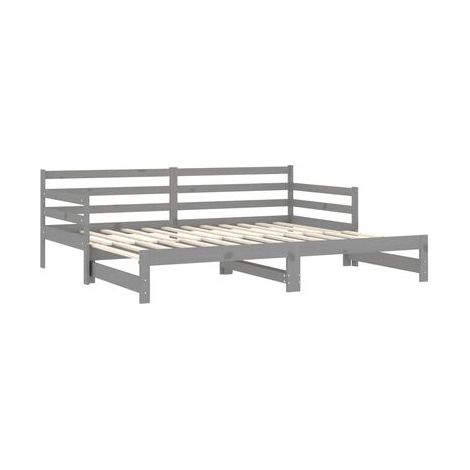 Lit coulissant sans matelas, gris, 2 (90 × 200 cm), idéal chambre à coucher, style moderne, montage simple (1/5)