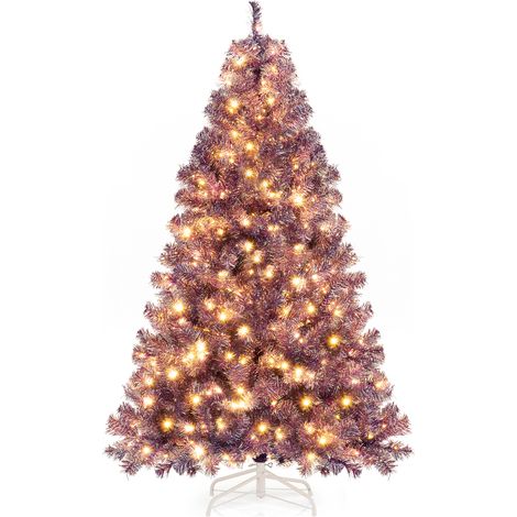 CASART Artificial Xmas Tree Hinged Christmas Tree w/688 Branch Tips-Purple (1/5)