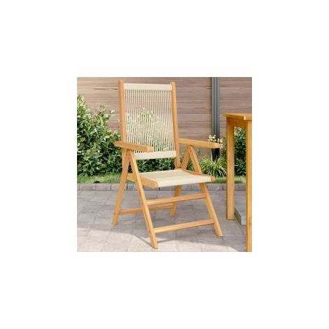 Chaises de jardin lot de 2 beige bois d'acacia et polypropylène (1/5)