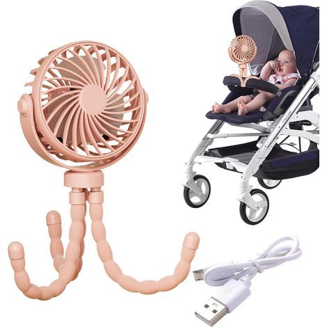 Mini Ventilateur Octopus Rechargeable USB avec Trépied Flexible et Support Téléphone,Rose (1/5)