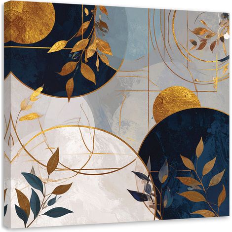 Wandbild Moderne Abstrakt Kreise und Blätter in Beige 40x40 (1/5)
