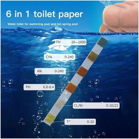 Kit d'outils pour Papier Test,Test pour Piscine,Test de Qualité d'eau,Bandelettes de Test pour Piscine,Papier Test de Qualité d'eau sur Chlore, PH
