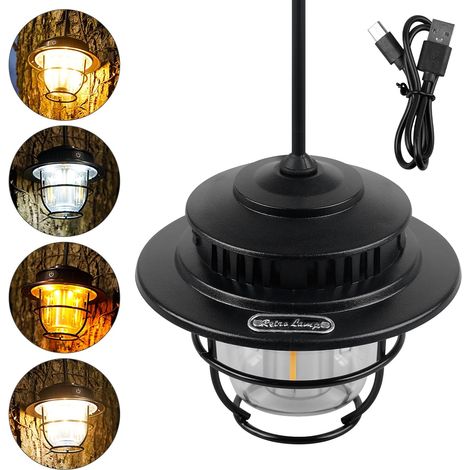 USB Rechargeable LED Camping Lamp: Portable Camping Lamp with Hook for Tent, Hiking, Fishing, Outdoor (1/5)
