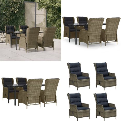 Set da Pranzo da Giardino 5 pz Marrone in Polyrattan - Tavolo da pranzo da esterno - Sedie da pranzo da giardino