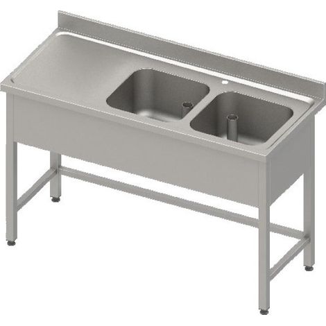 Plonge Inox avec Egouttoir Lisse - Double Cuve - Gamme 700 - Stalgast (1/4)