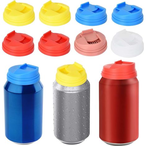 Juego de 8 tapas reutilizables para latas de bebidas - Resistentes al polvo y a las fugas - Para latas de refrescos (1/5)