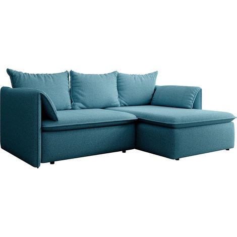 Divano letto in Tessuto testurizzato Blu - Angolo a destra - TEODORA (1/4)