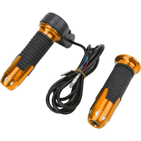 Universeller Gasgriff (12–99 V), 1 Paar, für E-Bikes und E-Scooter, Lenkergriff mit Knopf, goldfarben (1/5)