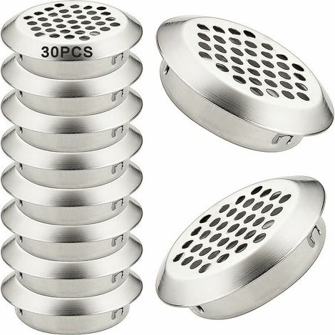 Griglia di ventilazione rotonda in acciaio inossidabile da 30 pezzi, griglia di ventilazione in acciaio inossidabile da 35 mm per prese d'aria per mobili da cucina (1/5)