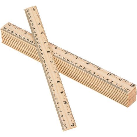 Ruler Bois - 30 Cm 12 Pouces Double Face - Échelle Métrique Et Impériale - Pour Bureau École Maison - Lot De 10 (1/5)