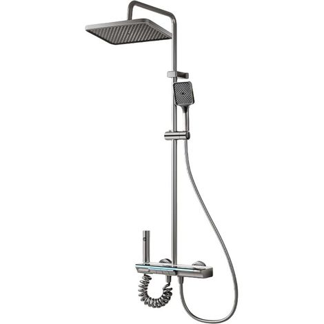 Ulisem Duschsäule in Grau – Höhenverstellbare Duschsäule, 4 Modi, Duschkopf, Strahl, Wasserhahn, Duschkopf (1/4)